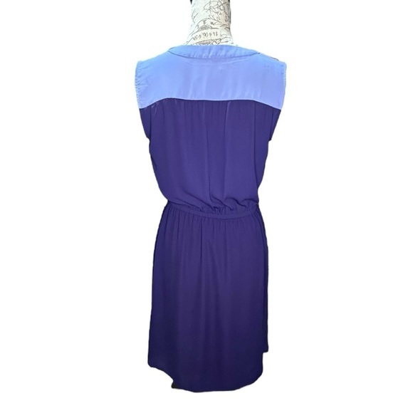 LOFT Navy and Blue Faux Wrap Dress Size Small - Picture 2 of 4